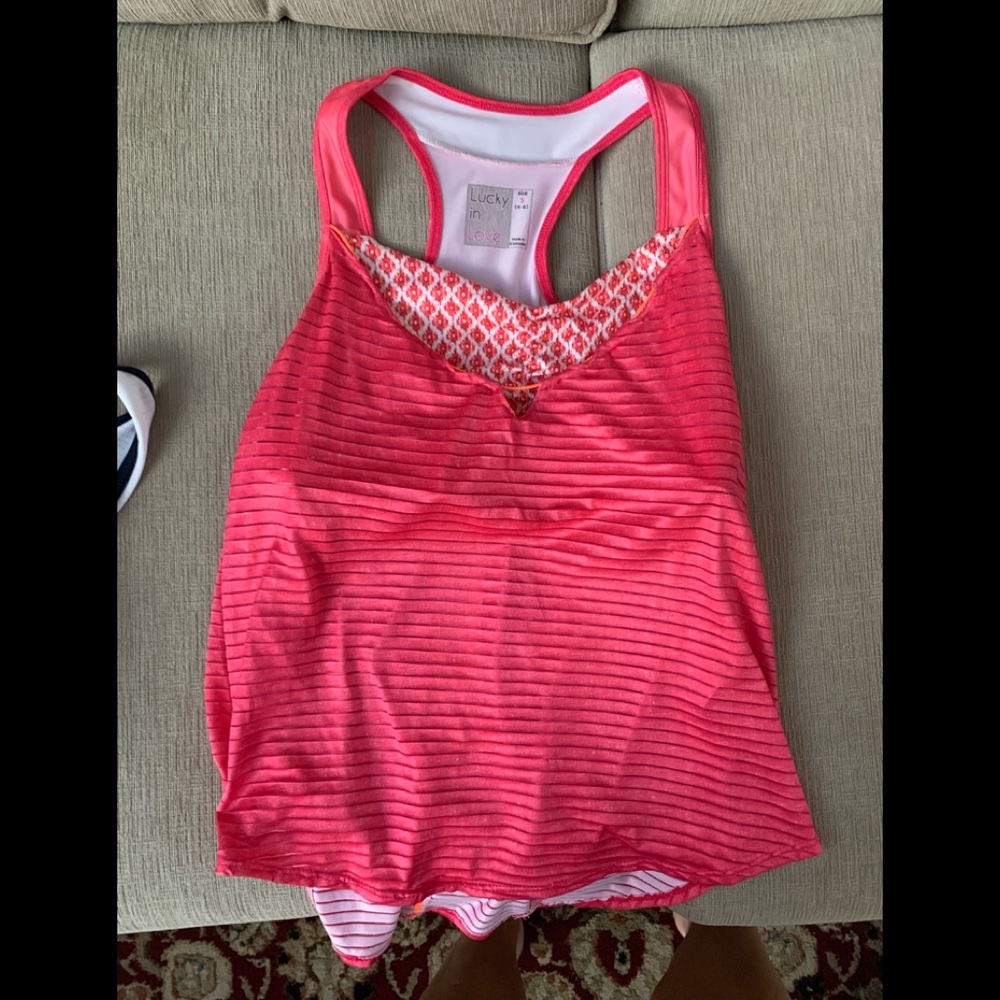 Lucky in love tennis shirt